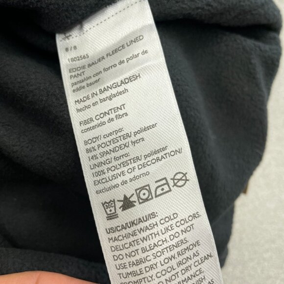 NEW Eddie Bauer Fleece-Lined Pants Black Size 8  UPF 50+ Outdoor Cargo - Picture 11 of 12